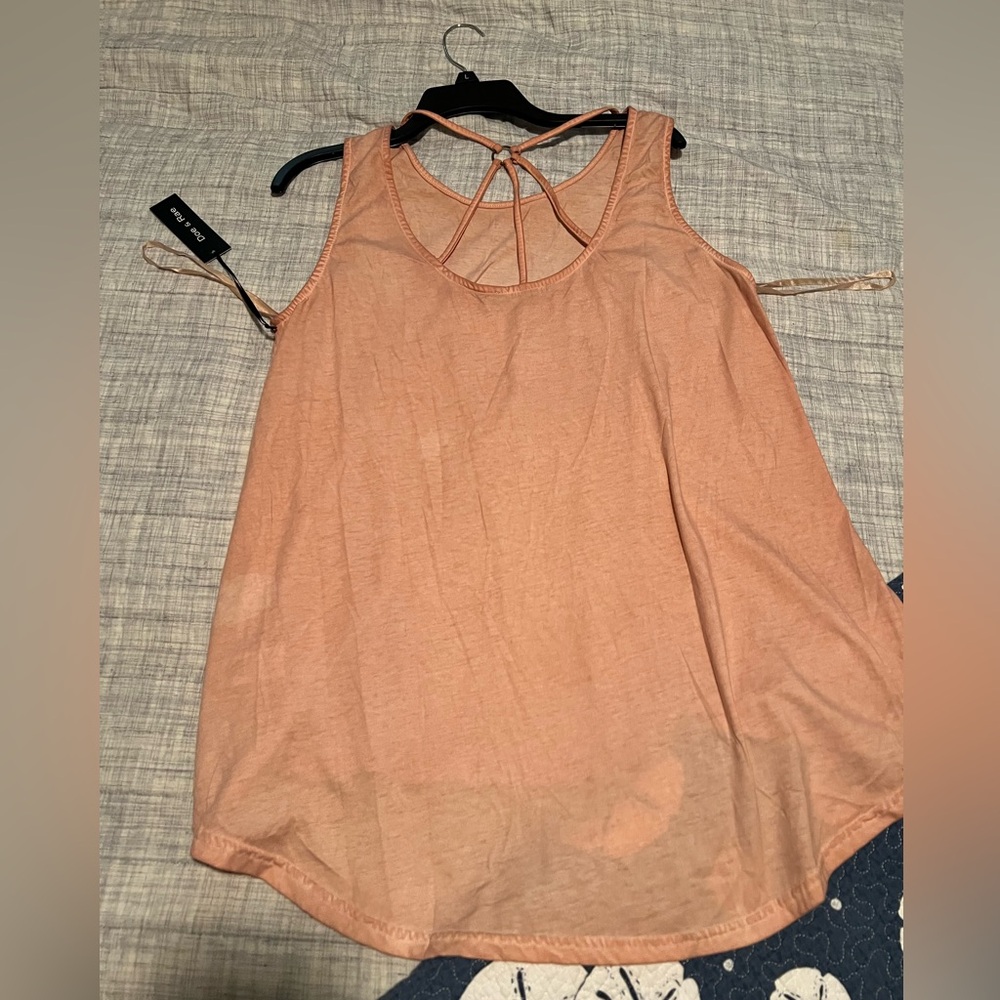 Doe & Rae peachy pink sleeveless tank top LARGE New with Tags
